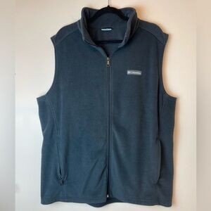 Columbia Sleeveless Charcoal Grey Fleece Full Zip Vest Outdoor Men’s XL Tall